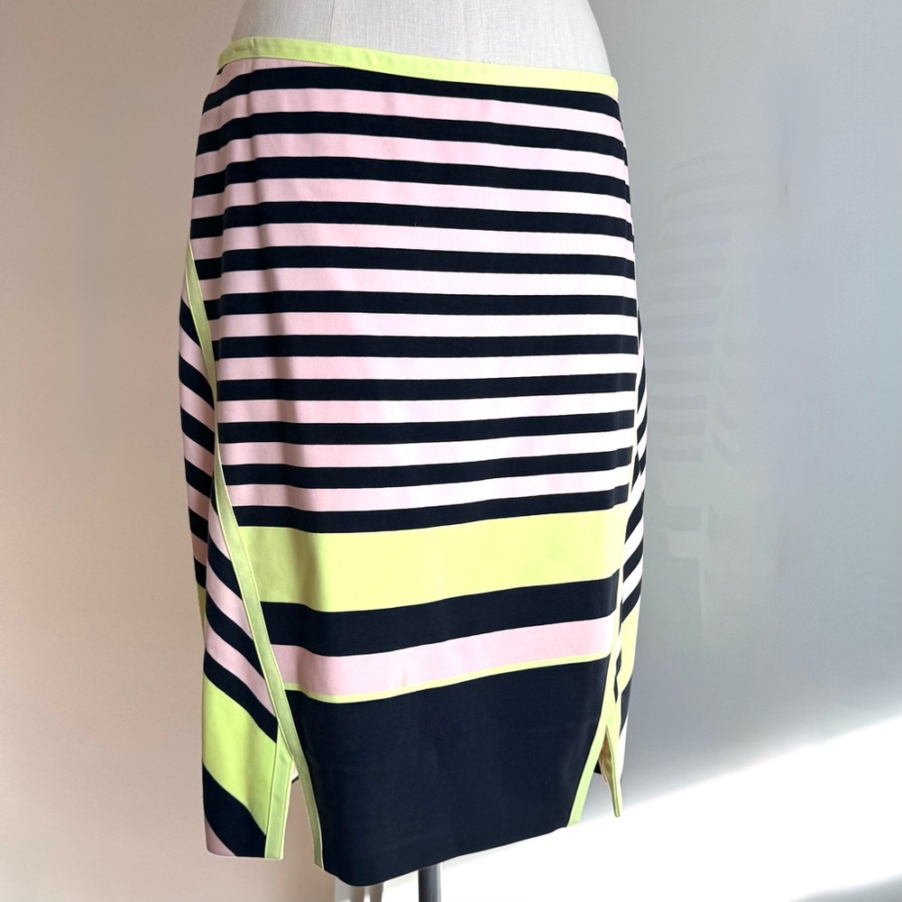 Ted Baker Pink/navy/flourescent Pencil Skirt L